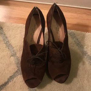 Gastone Lucioli brown suede heels 38 made in italy